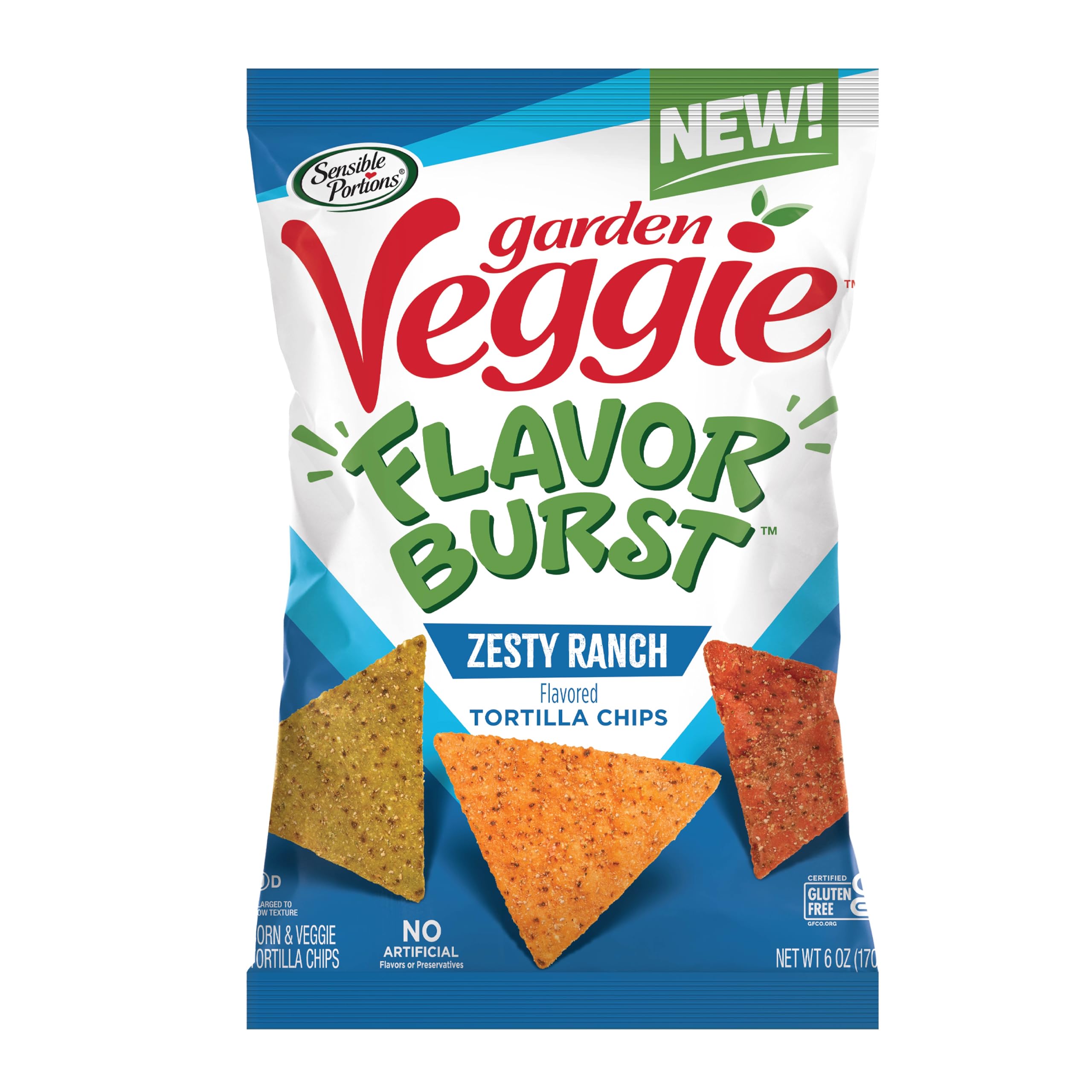 6Oz Sensible Portions Garden Veggie Flavor Burst Tortilla Chips (Zesty