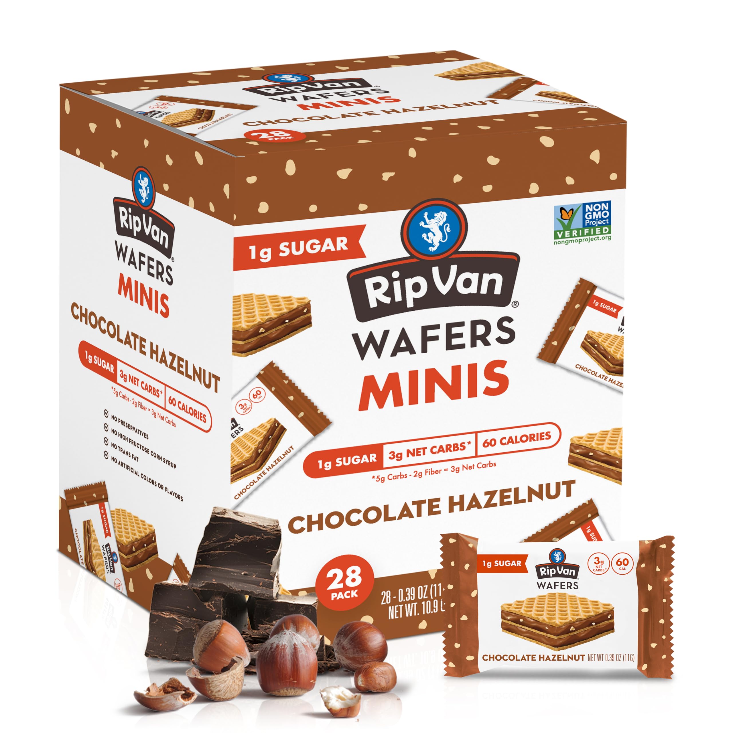 28-Count Rip Van Mini Wafer Cookies (Chocolate Hazelnut or Dark Chocolate) $11.48 ($0.41 each) w/ S&S + Free Shipping w/ Prime or on $35+