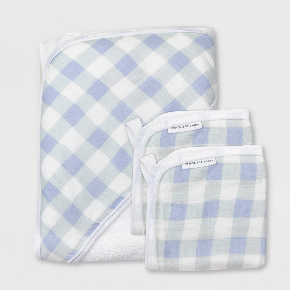 3-Piece Honest Baby Organic Cotton Plaid Hooded Bath Towel Set (Blue) $12.50 + Free Shipping on $35+ or w/ RedCard