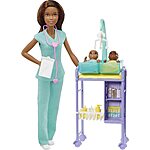 Barbie Baby Doctor Playset w/ Doll, 2 Infant Dolls, Exam Table and Accessories (Brunette) $11 + Free Shipping w/ Prime or on $35+