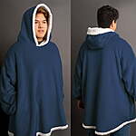 Mainstays Oversized Wearable Sherpa Hoodie Throw Blanket (Blue) $8.70