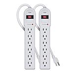 2-Pack KMC 6-Outlet 900J Surge Protectors w/ 4' Cord (White) $8