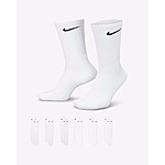 6-Pairs Nike Everyday Cushioned Training Socks (Crew, White) $14.25