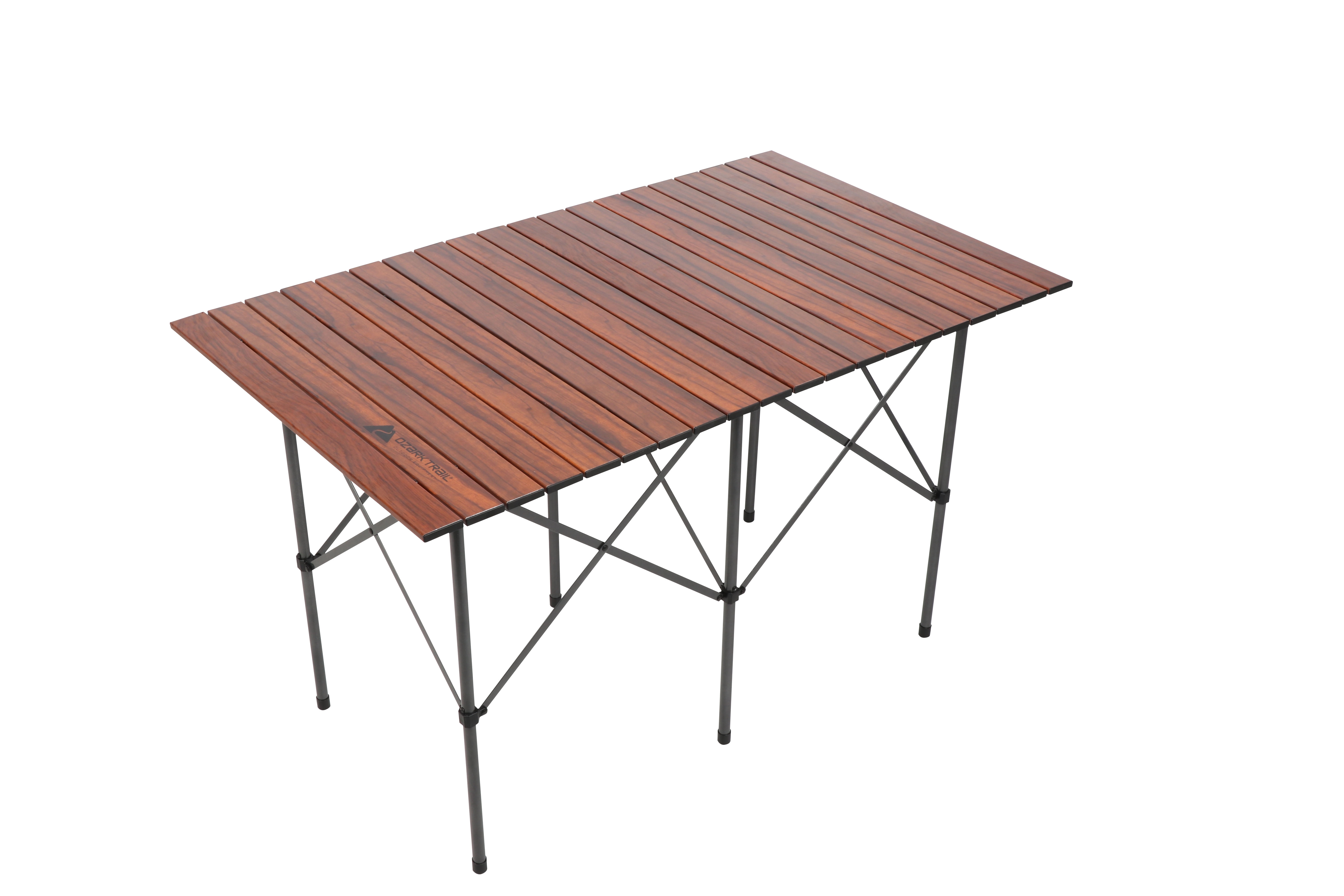 Ozark Trail Roll-Top Rectangular Aluminum Camping Table (Brown or Gray) $30 + Free Shipping w/ Walmart+ or on $35+