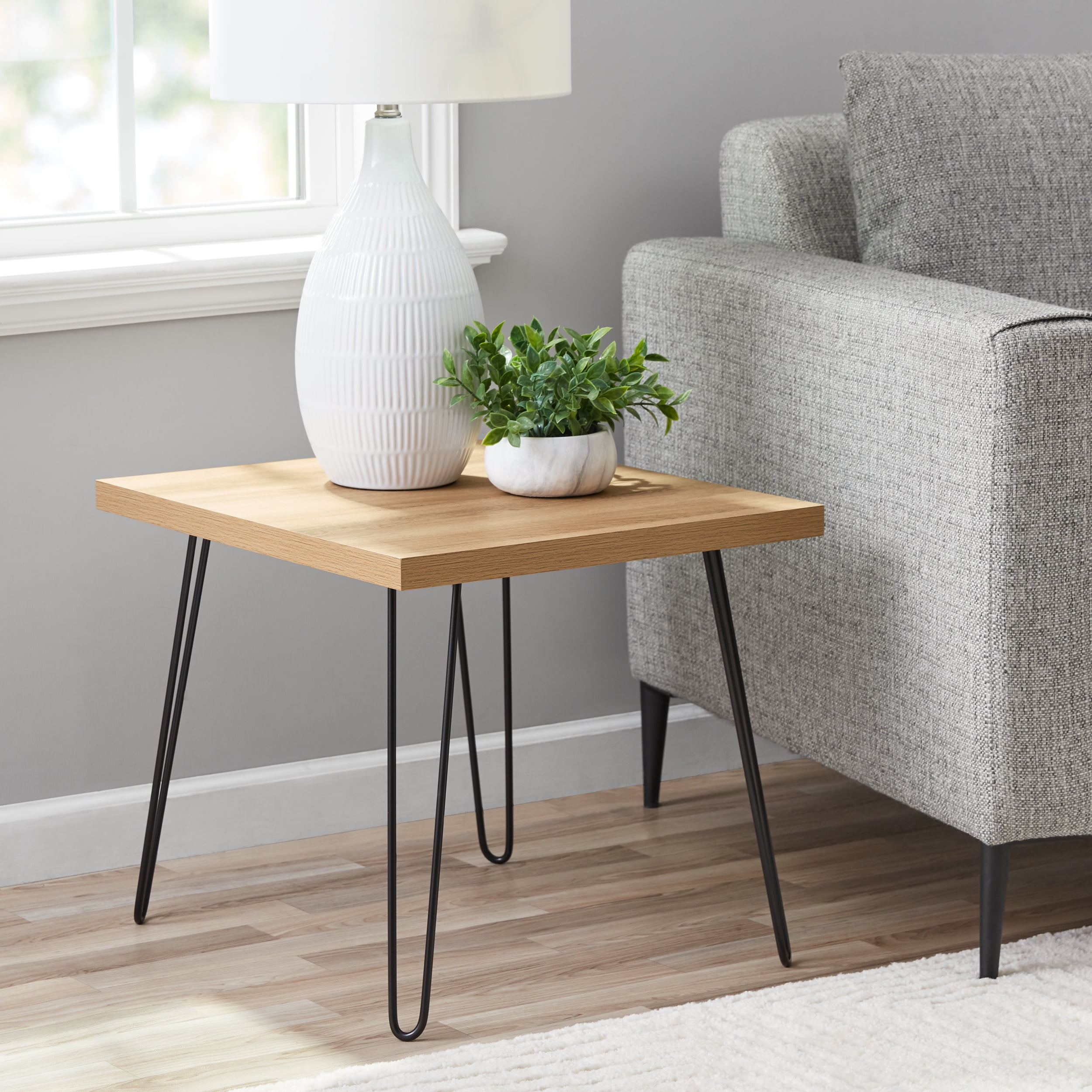 Mainstays Hairpin Square Side Table (Oak) $31 + Free Shipping w/ Walmart+ or on $35+