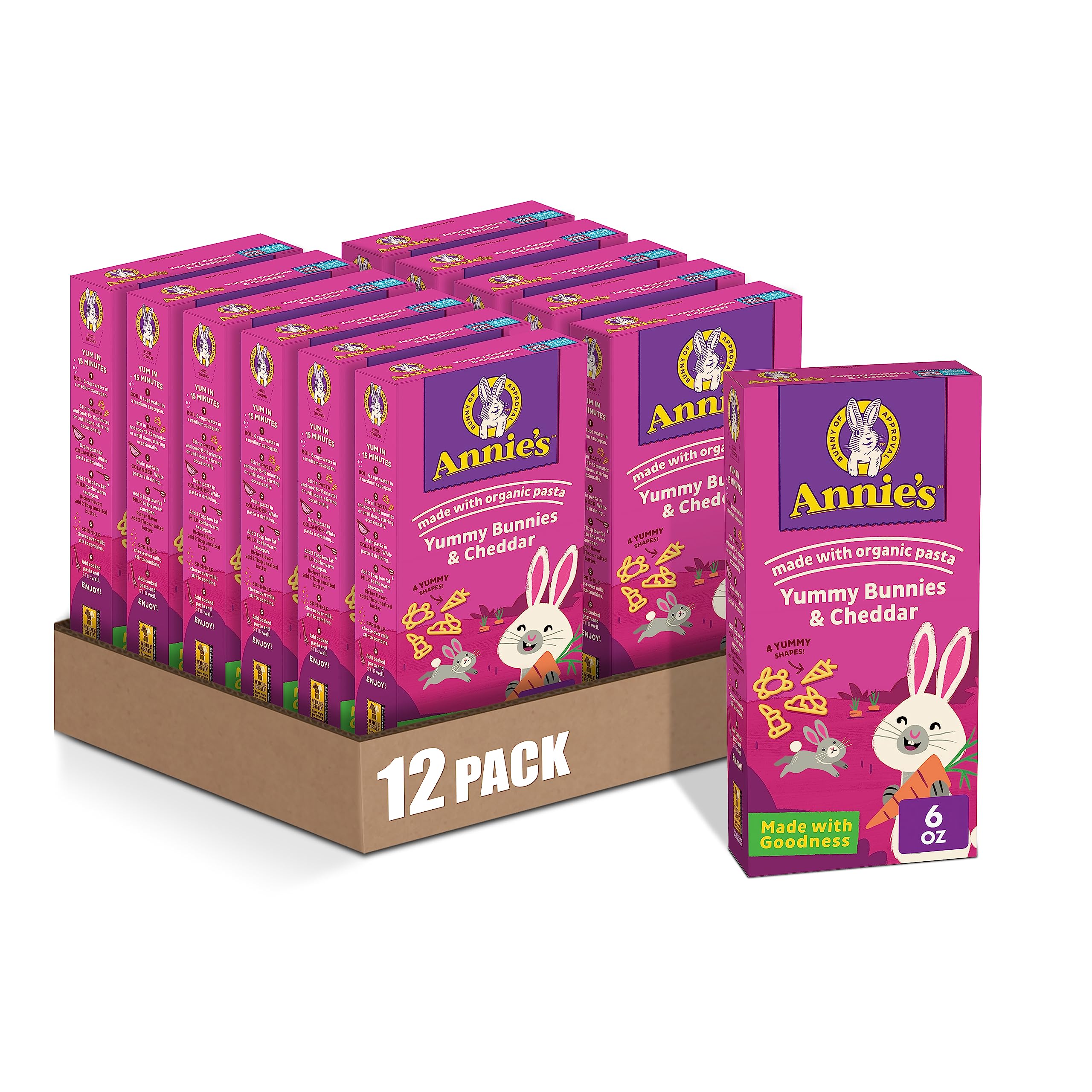 12-Pack 6-Oz Annie's Macaroni & Cheese Yummy Bunnies & Cheddar $10.62 ($0.89 each) w/ S&S + Free Shipping w/ Prime or on $35+
