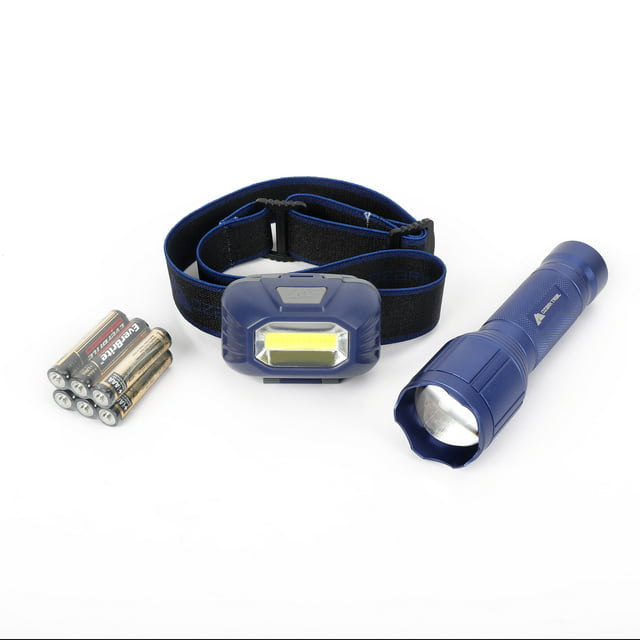 Ozark Trail LED 200 Lumen Headlamp & 300 Lumen Flashlight w/ Batteries (Blue) $3.15  + Free S&H w/ Walmart+ or $35+