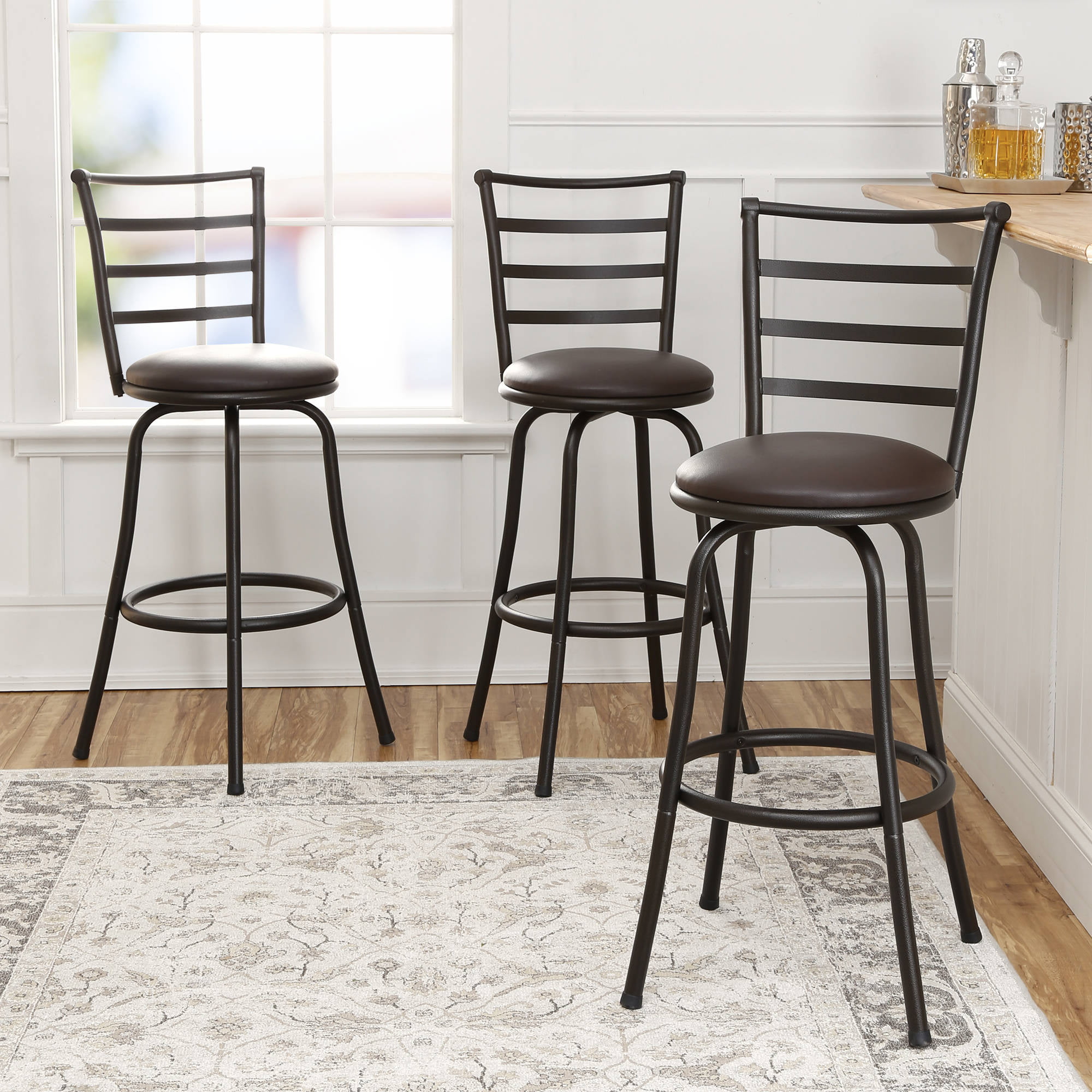 3-Count Mainstays Adjustable Swivel Barstools (Brown) $72 ($24 Each) + Free Shipping