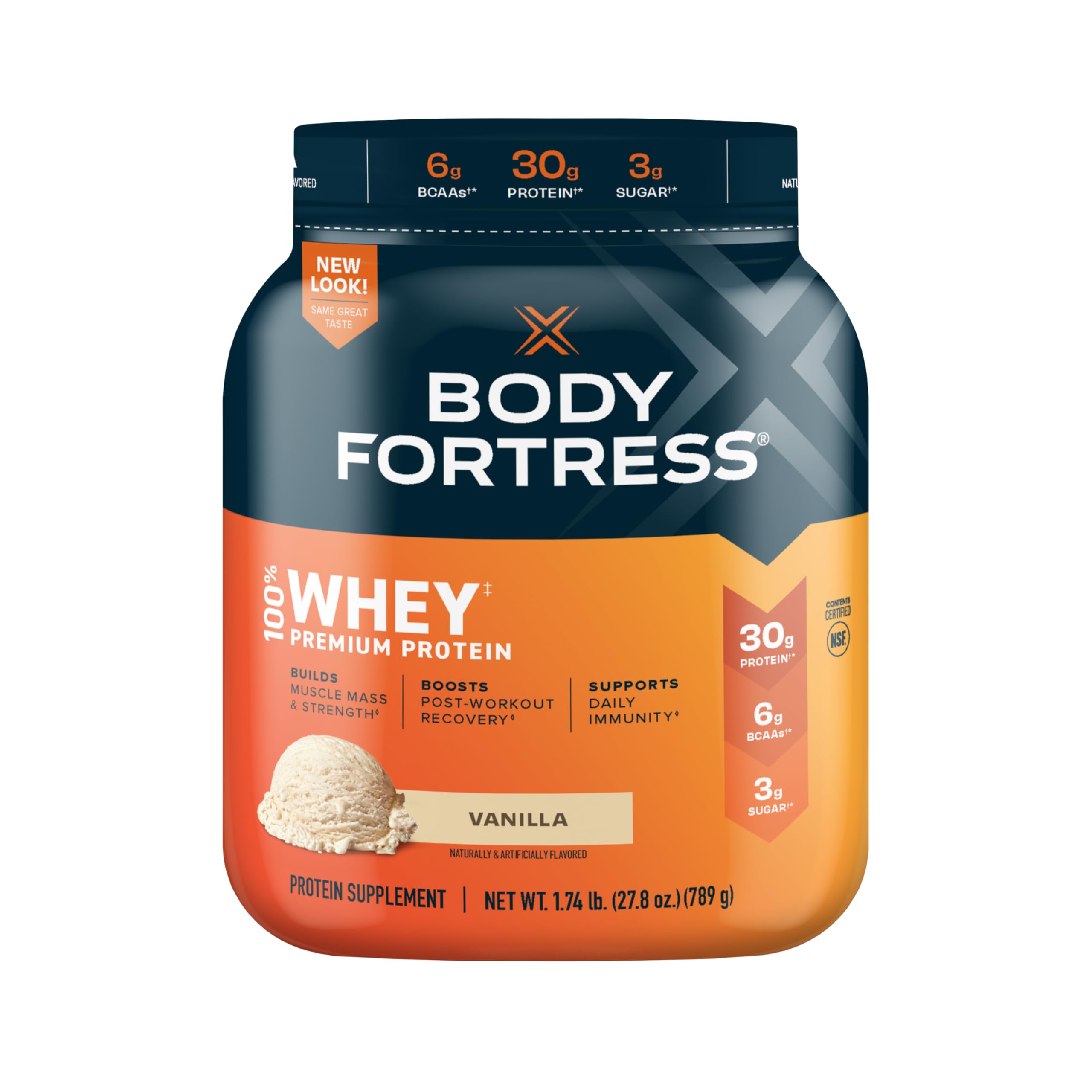 27.8-Oz Body Fortress 100% Whey Premium Protein Powder w/ Vitamins C, D & Zinc (5 Flavor Options) $13 w/ S&S + Free Shipping w/ Prime or on $35+