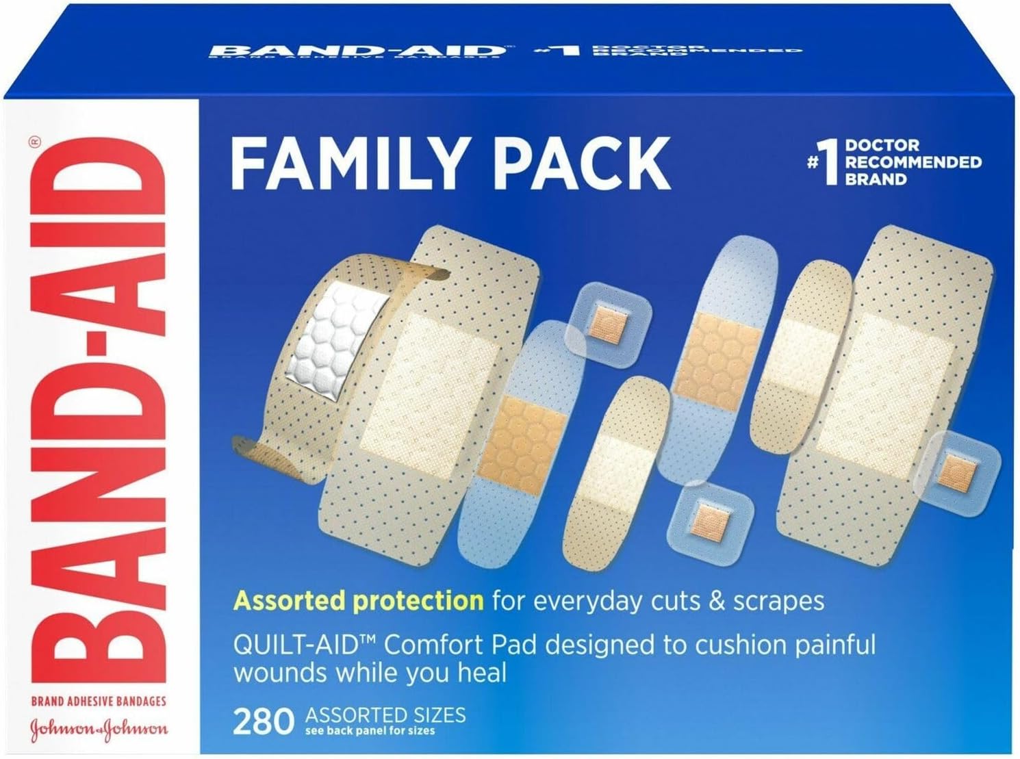 280-Count Band-Aid Adhesive Bandages Family Variety Pack (Assorted) $10.19 w/ S&S + Free Shipping w/ Prime or on $35+