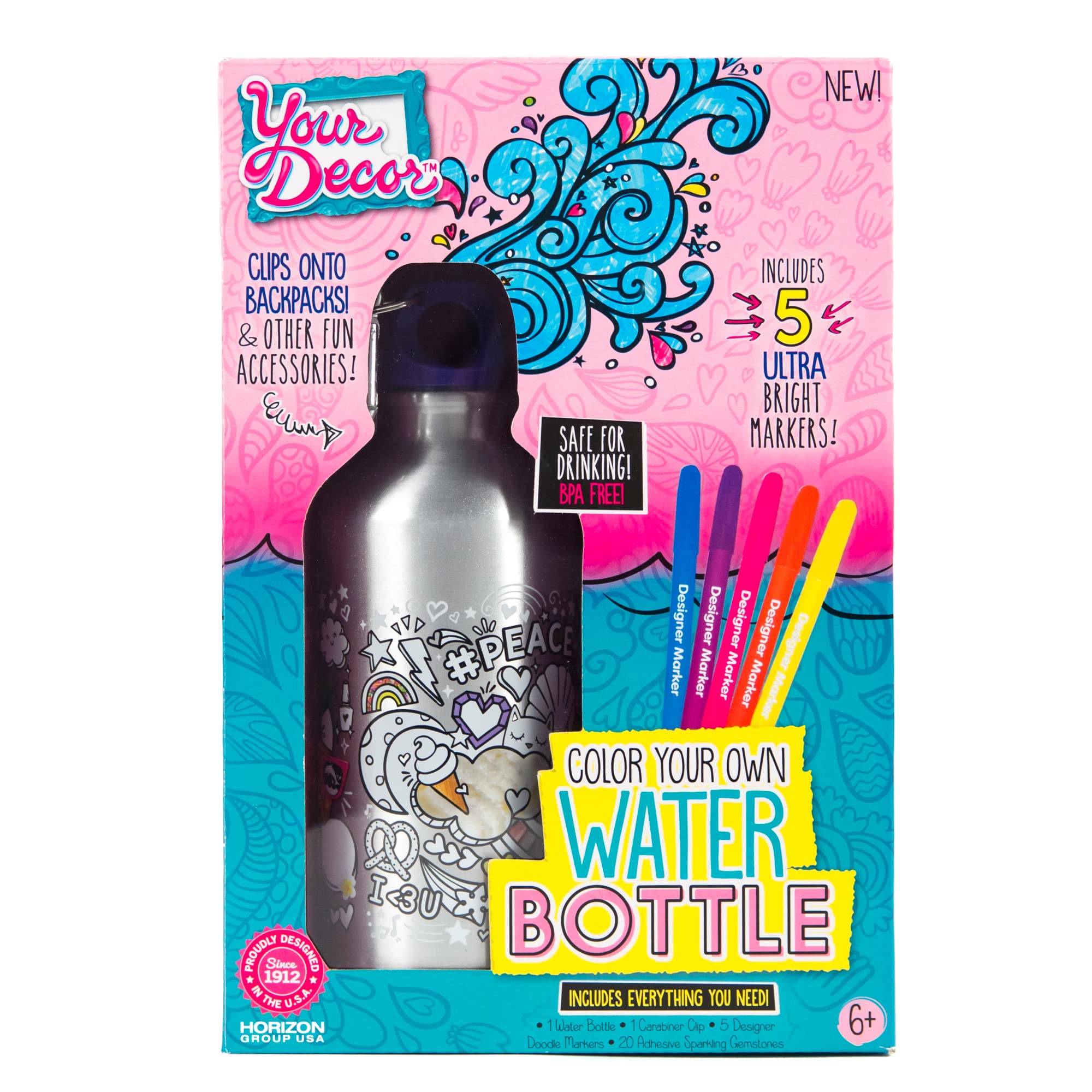 Just My Style Color Your Own Water Bottle w/ Gemstones Kids' Craft Kit $7.44 + Free Shipping w/ Prime or on $35+