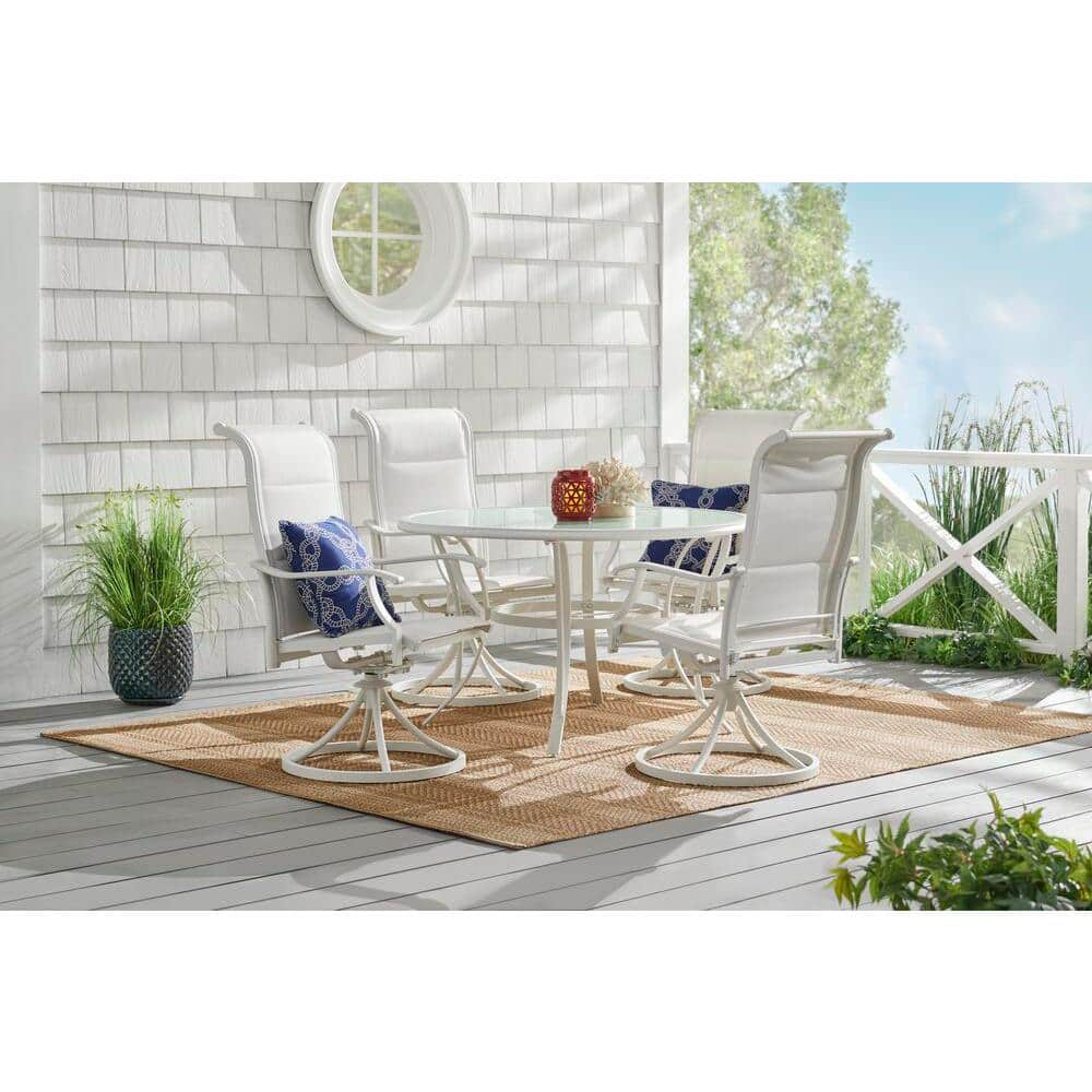 5Piece Hampton Bay Riverbrook Patio Dining Table Set w/ Sling Swivel
