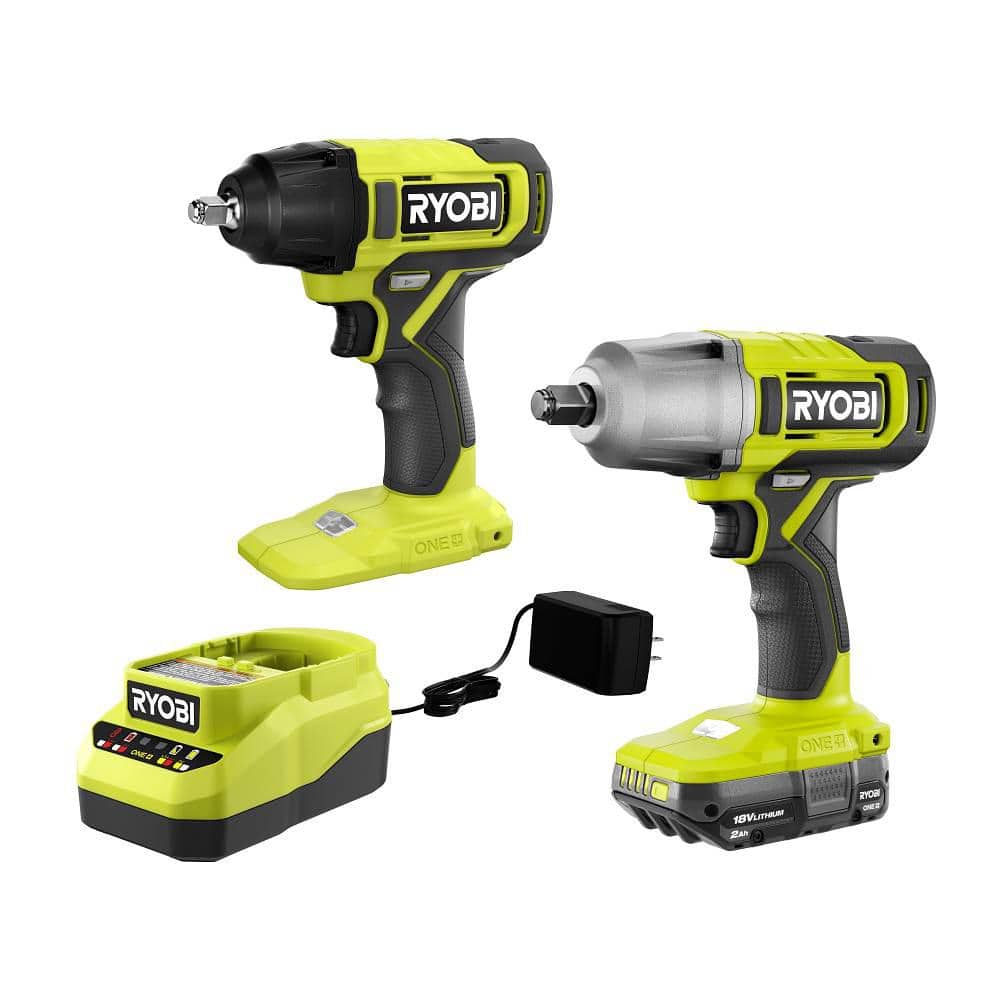 Ryobi One+ 18V Cordless 2-Tool Combo Kit with 1/2" Impact Wrench, 3/8" Impact Wrench, 2.0 Ah Battery & Charger $129