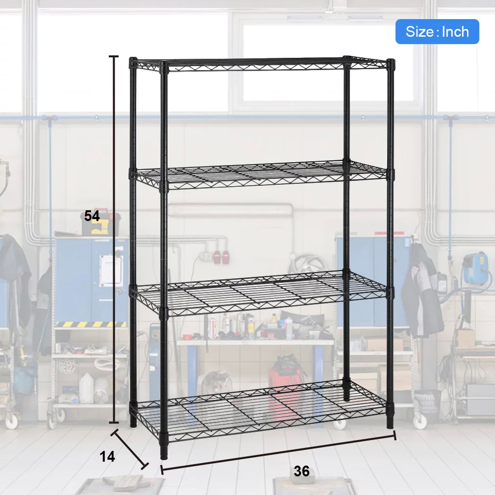 BestOffice 4Shelf Wire Shelving Unit (Black, 250lbs per shelf) 35