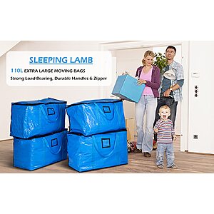4-Pack Storage Bag Extra Large Heavy Duty Zipped Reusable Blue Moving Bags