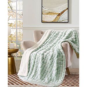 Charter Club Embossed Plush Reversible Sherpa Throw, 50 x 60, Created for Macy's - Silver