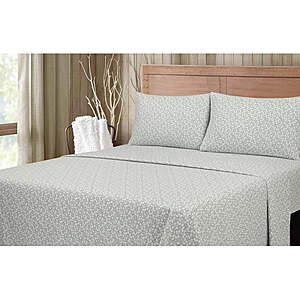 4-Piece Mainstays Printed Leaf Flannel Sheet Set (Full Size) $11 + Free Shipping w/ Walmart+ or on $35+
