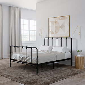 Mainstays Farmhouse Metal Queen Size Bed Frame (Black) $125 + Free Shipping