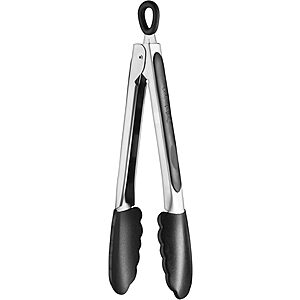 9" Cuisinart Stainless Steel Silicone-Tipped Kitchen Tongs (Black)