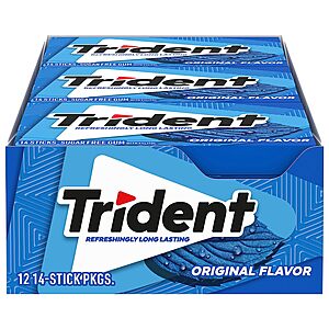 12-Pack 14-Piece Trident Sugar Free Gum (168 Total Pieces, Various Flavors) $6.55 w/ Subscribe & Save
