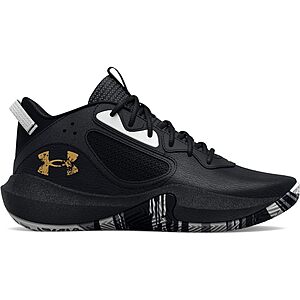 Under Armour Big Kids' Lockdown 6 Basketball Shoes (Black/Metallic Gold) $17.85 (size 4, 4.5, 5 only)