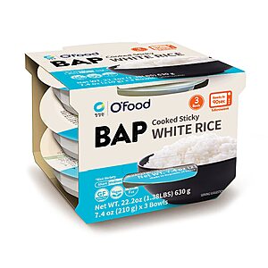 3-Pack 7.4-Oz O'Food BAP Cooked Sticky White Rice $3.60 w/ Subscribe & Save