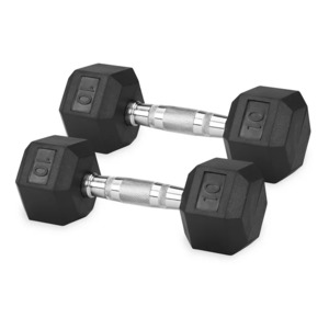 2-Count 10-lbs Well-Fit Rubber Hex Dumbbell Set $10 