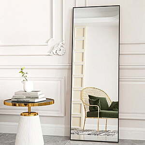 64" x 21" Beautypeak Full Length Rectangle Mirror w/ Stand (Black or Gold) $48 + Free Shipping