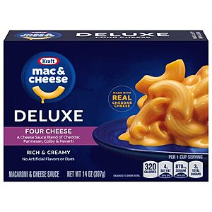 14-Oz Kraft Deluxe Four Cheese Mac & Cheese: 2 for $3.35 or 1 for $2.15 w/ Subscribe & Save