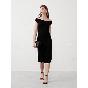 Banana Republic Factory 60% Off Dresses: Women's Off-Shoulder Midi $28.80 & More + Free Shipping on $50+