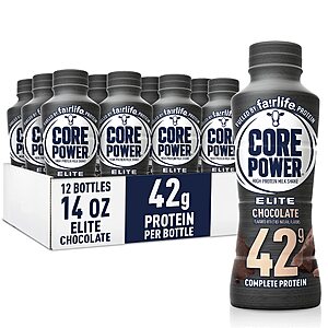 12-Pack 14-Oz Core Power Elite High Protein Shake (Chocolate)  w/ Subscribe & Save