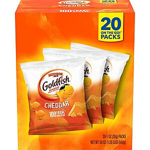 20-Pack 1-Oz Goldfish Cheese Crackers (Cheddar or Assorted) $7.32 w/ S&S + Free Shipping w/ Prime or on $35+
