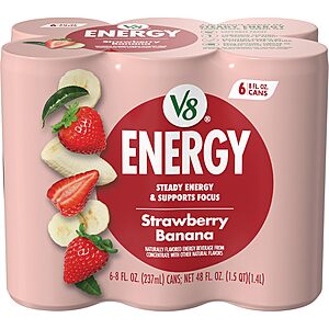 6-Pack 8oz V8 +ENERGY Energy Drinks (Strawberry Banana) $2.80 w/ Subscribe & Save