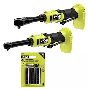 Ryobi One+ HP 18V Brushless Cordless 1/4" & 3/8" Extended Reach Ratchets + Impact Socket Set $199 + Free Shipping