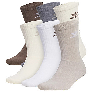 6-Pairs adidas Men's Originals Trefoil Crew Socks (Large) $8 + Free Shipping
