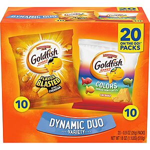 20-ct 0.9-oz Goldfish Dynamic Duo Variety Pack .35 w/ Subscribe & Save