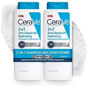 2-Pack CeraVe 2 in 1 Anti-Dandruff Hydrating Shampoo and Conditioner Set $11.96 + Free Shipping w/ Prime or on $35+
