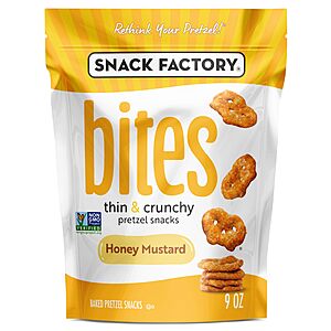 Select Accounts: 9-Oz Snack Factory Bites Pretzel Snacks (Honey Mustard) $2.60 w/ S&S