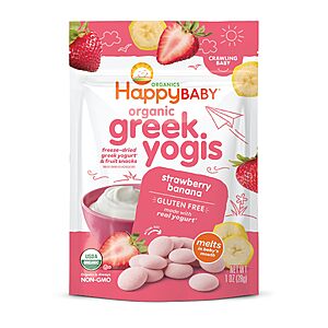 Select Accts: 1-Oz Happy Baby Organics Greek Yogis Freeze-Dried Snacks $2.35 w/ S&S