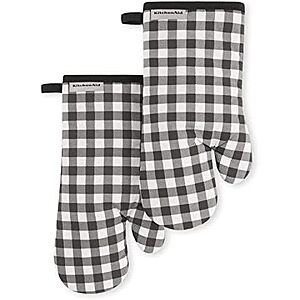 [Prime] 2-Pack KitchenAid Gingham Oven Mitt Set (Matte Black) $7.27 + Free Shipping