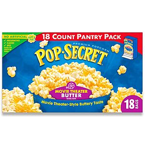 18-Ct 3-Oz Pop Secret Movie Theater Butter Microwave Popcorn