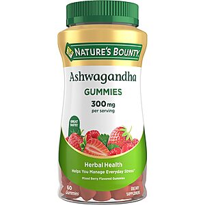 60-Count Nature's Bounty Ashwagandha Gummies (Mixed Berry) $6.05 w/ S&S + Free Shipping w/ Prime or on $35+