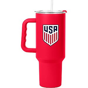 40oz Logo Brands Soccer Stainless Steel Tumbler w/ Handle & Straw Lid (USA) $6.40