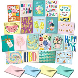20-Pk Sweetzer & Orange Happy Birthday Cards w/ Envelopes (Cool) $7 