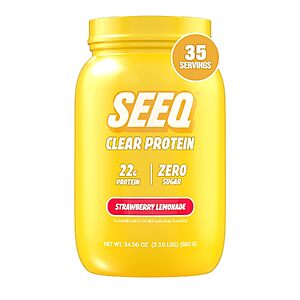 34.56-Oz SEEQ Clear Whey Isolate 22g Protein Powder (Strawberry Lemonade) $25.60 w/ S&S + Free S&H