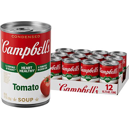 12-Pack 10.75-Oz Campbell’s Condensed Heart Healthy Soup (Tomato) $9 w/ S&S + Free Shipping w/ Prime or on $35+