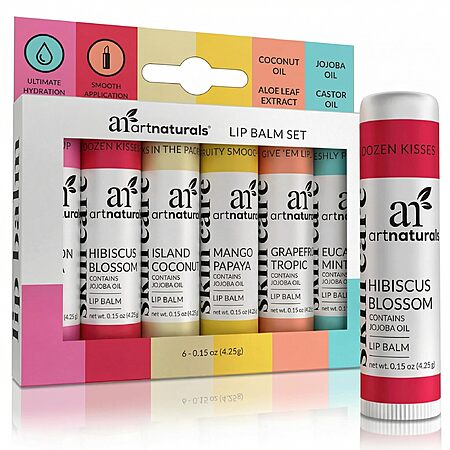 6-Piece ArtNaturals Organic Lip Balm Set (Assorted) $6.77 w/ S&S + Free Shipping w/ Prime or on $35+