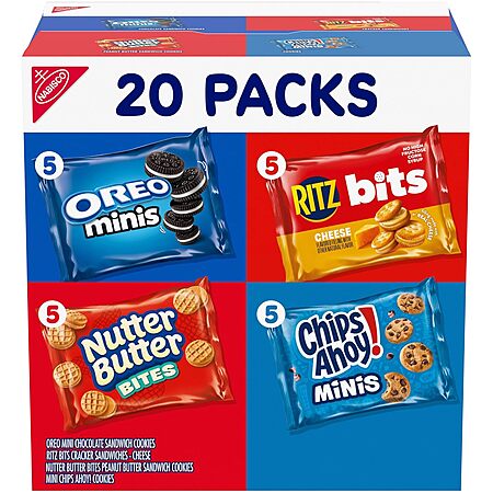 20-Pack Nabisco Variety Snack Packs (Oreo, Nutter Butter, Ritz w/ Cheese, Chips Ahoy) $6.90 w/ S&S + Free Shipping w/ Prime or on $35+