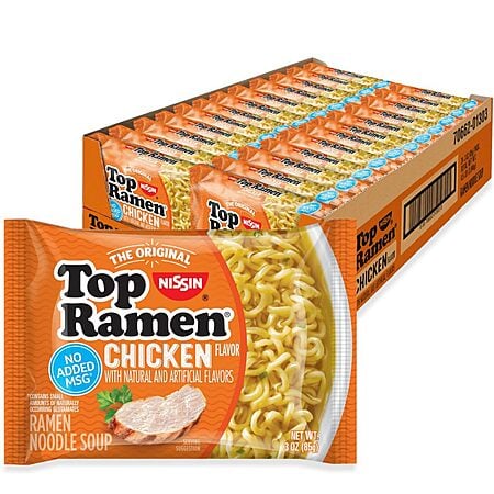 24-Pack Nissin Top Ramen Noodle Soup (Chicken) $5.22 w/ S&S + Free Shipping w/ Prime or on $35+