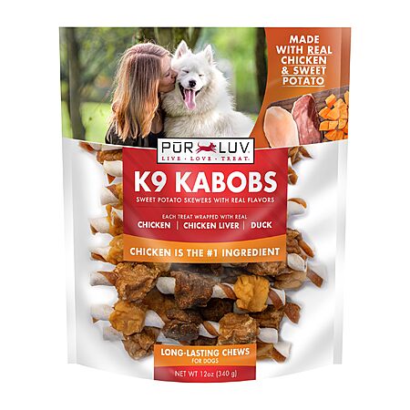 12-Oz Pur Luv K9 Kabobs Dog Treats (Chicken, Duck & Sweet Potato) $6.29 w/ S&S + Free Shipping w/ Prime or on $35+